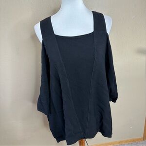 Dairi Black Oversized Boxy Blouse with 3/4 Sleeves 📃